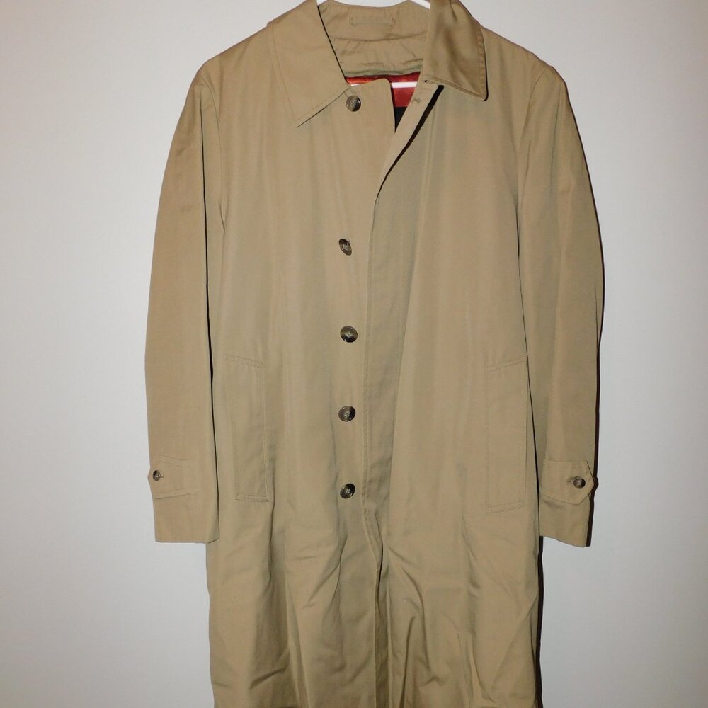 Vintage London Fog mens Towne trenchcoat Morty Seinfeld style beltless rain coat